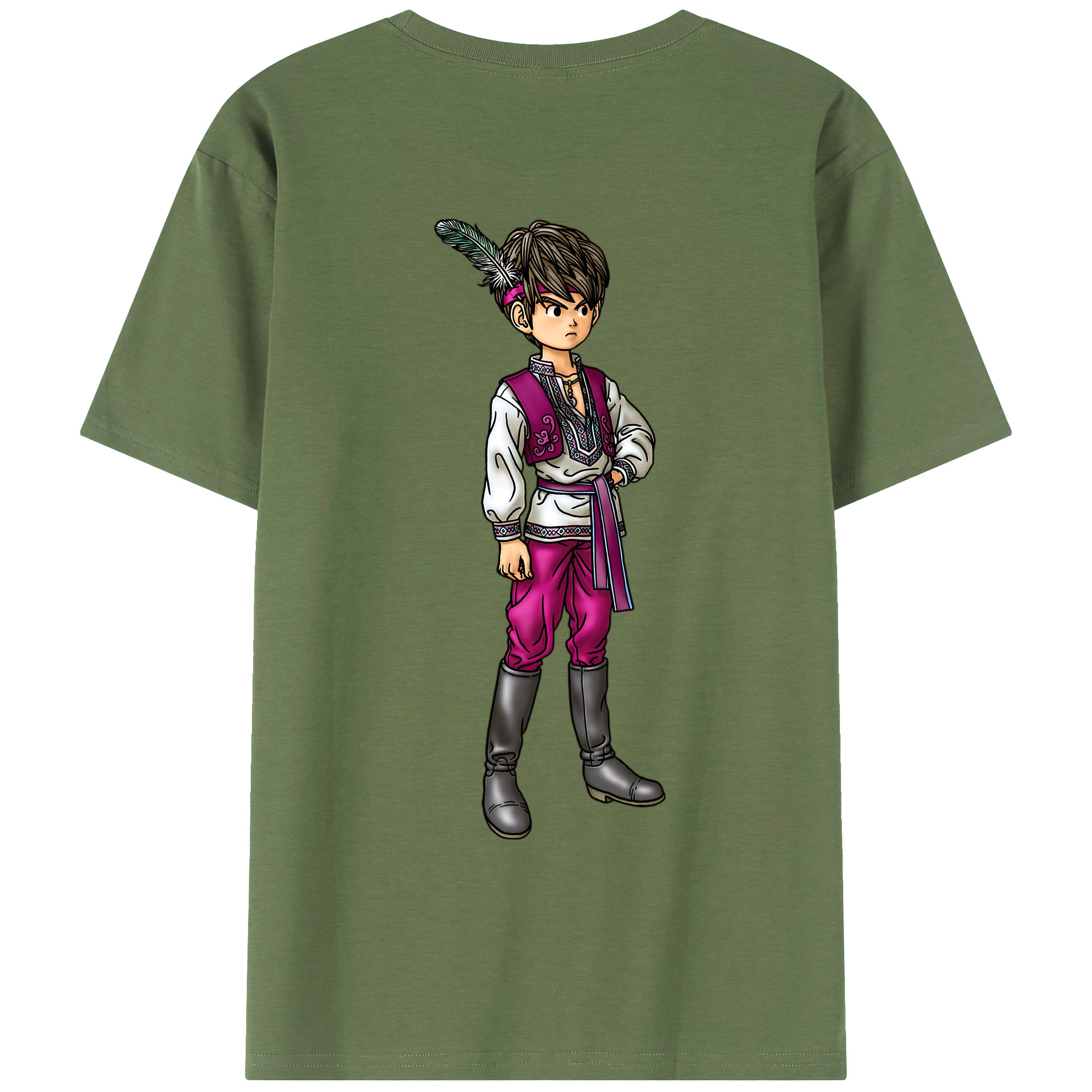 （画像用） ドラゴンクエスト Doragon Kuesuto Dragon Quest 綿100％ メンズ半袖Tシャツ（バックプリント） 通気性
